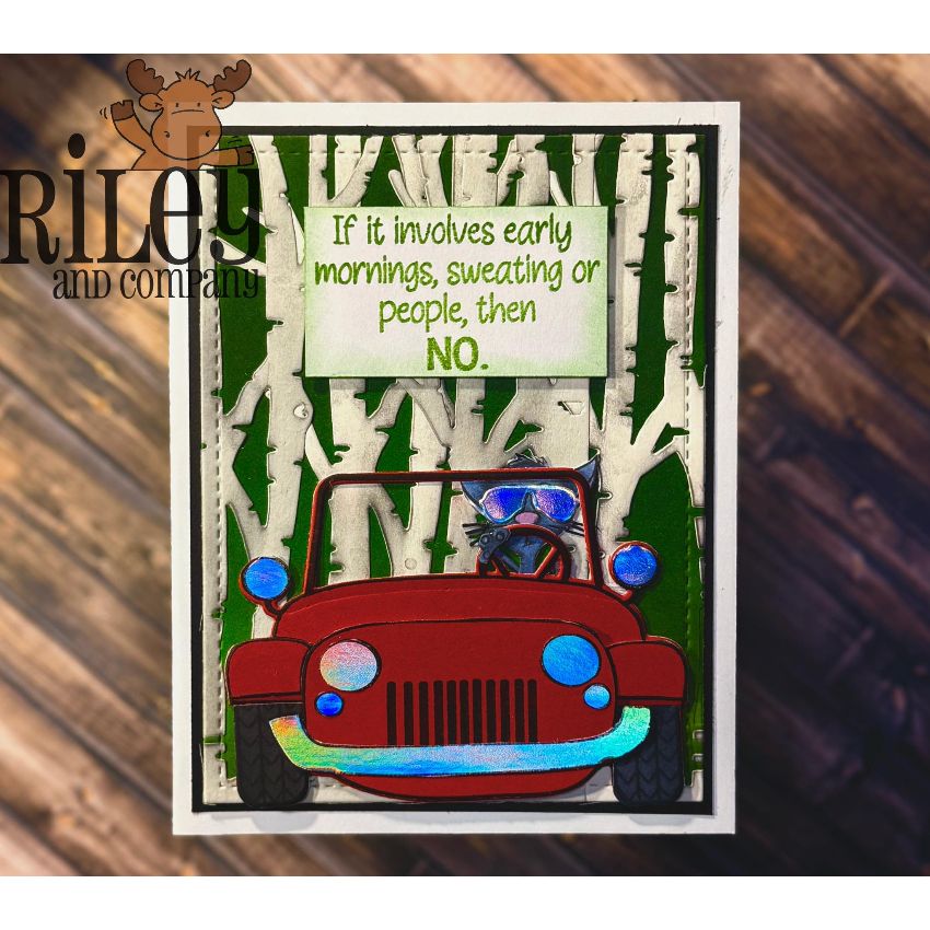 Riley and Company Funny Bones Mornings, Sweating and People Clear Stamp rwd-1424 car