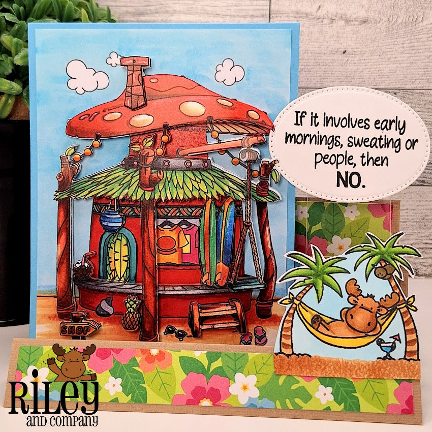 Riley and Company Funny Bones Mornings, Sweating and People Clear Stamp rwd-1424 flowers