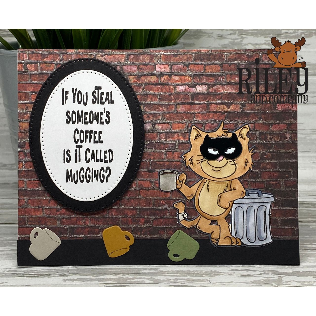 Riley and Company Funny Bones Mugging Clear Stamp rwd-1442 cat in a mask