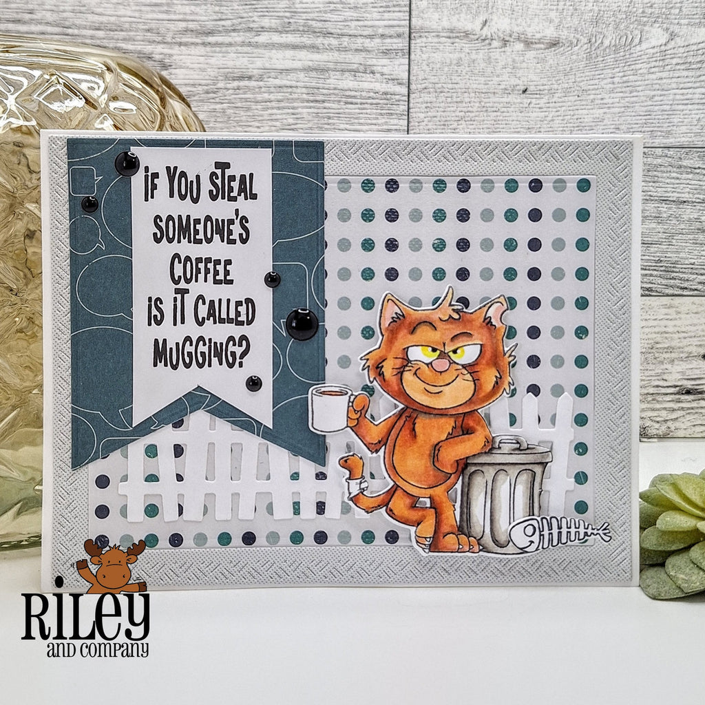 Riley and Company Funny Bones Mugging Clear Stamp rwd-1442 polka dot background