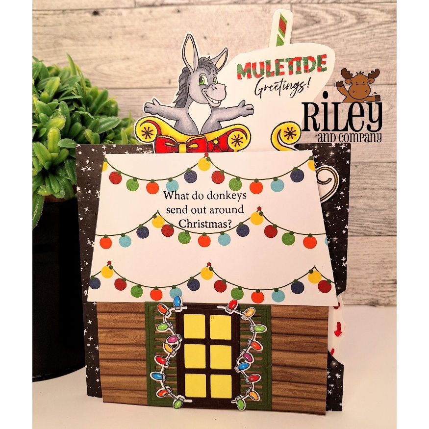 Riley and Company Funny Bones Muletide Greetings Clear Stamp rwd-1426 lights