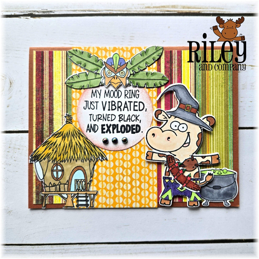 Riley and Company Funny Bones My Mood Ring Clear Stamp rwd-1461 witch doctor cow