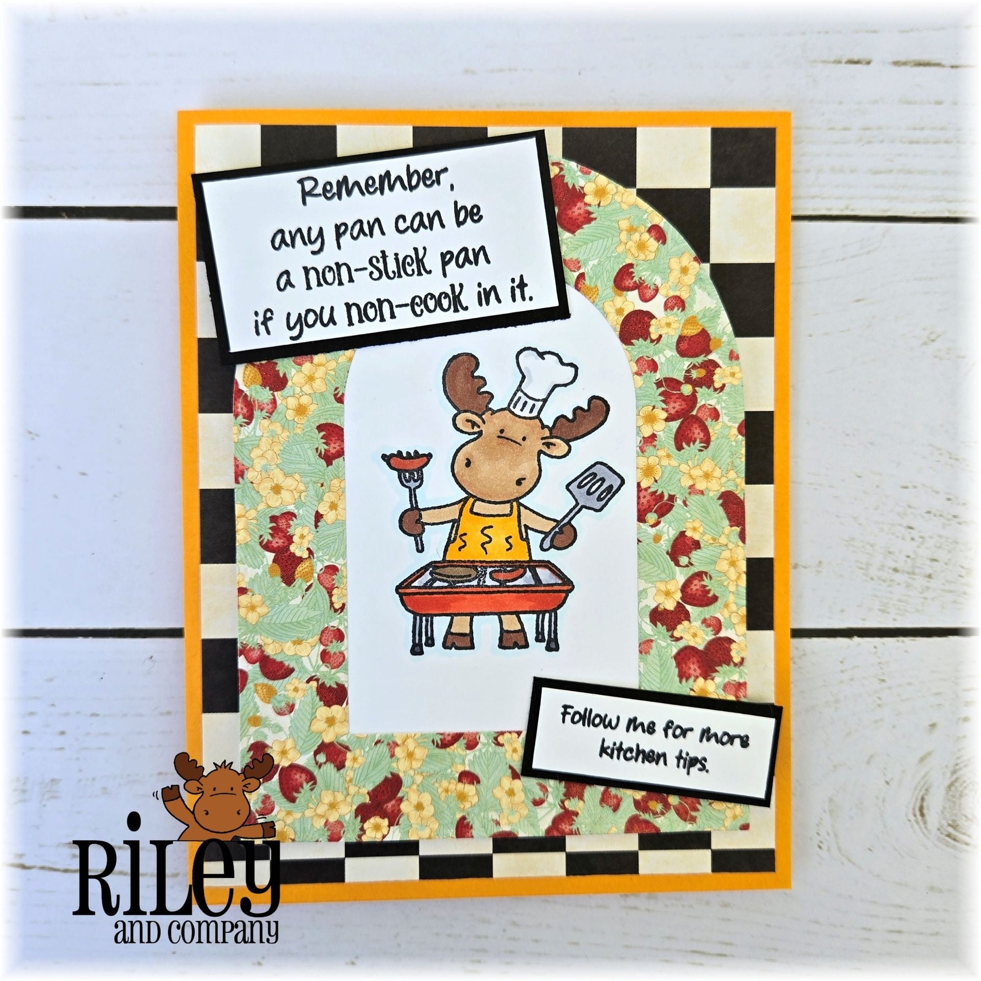 Riley and Company Funny Bones Non-stick Cooking Clear Stamp rwd-1468 grilling moose