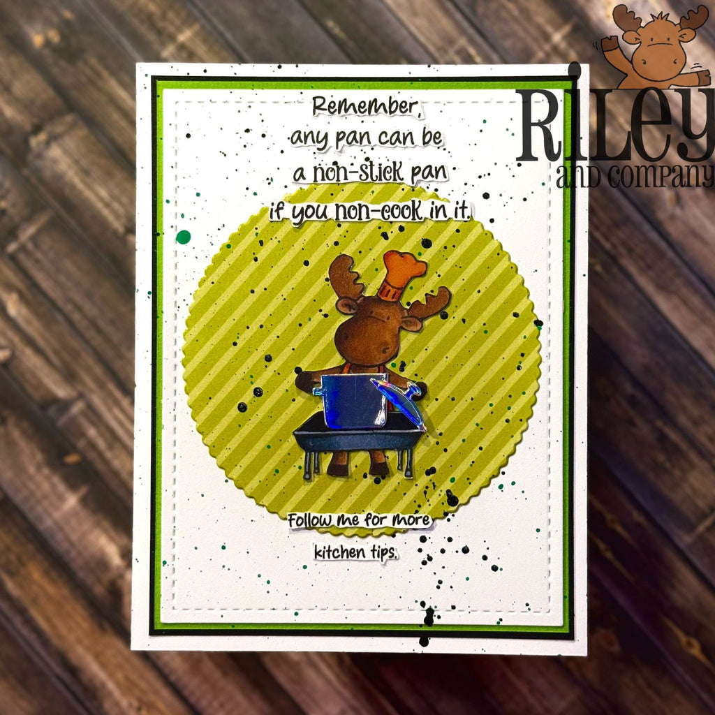 Riley and Company Funny Bones Non-stick Cooking Clear Stamp rwd-1468 moose chef
