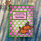 Riley and Company Funny Bones Patty O'Furniture Clear Stamp rwd-1437 pink and green