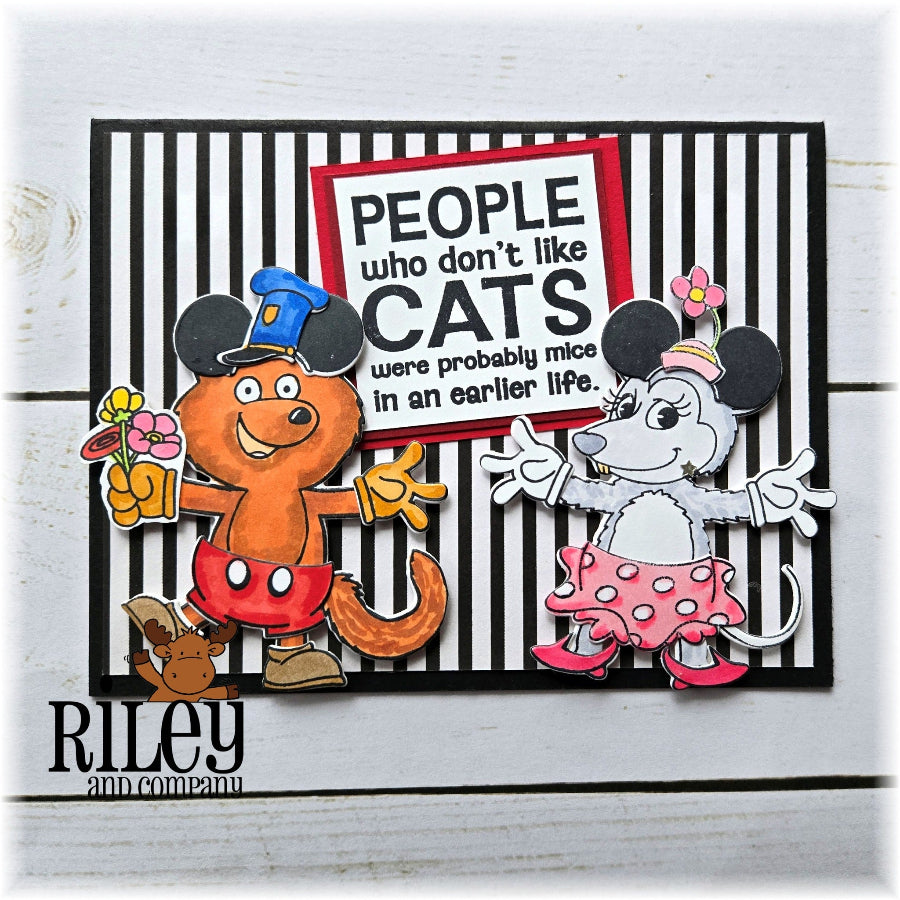 Riley and Company Funny Bones People Who Don't Like Cats Clear Stamp rwd-1466 striped background