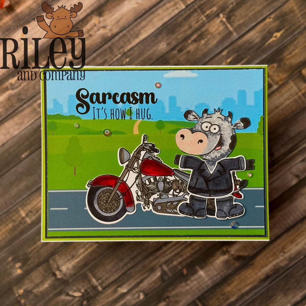 Riley and Company Funny Bones Sarcasm is How I Hug Clear Stamp rwd-1436 motorcycle