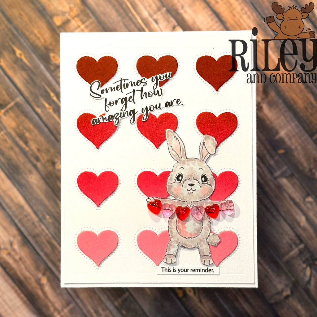 Riley and Company Funny Bones Sometimes You Forget Clear Stamp rwd-1472 lots of hearts