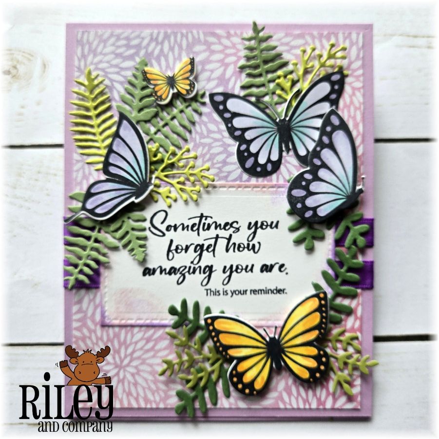 Riley and Company Funny Bones Sometimes You Forget Clear Stamp rwd-1472 pretty butterflies