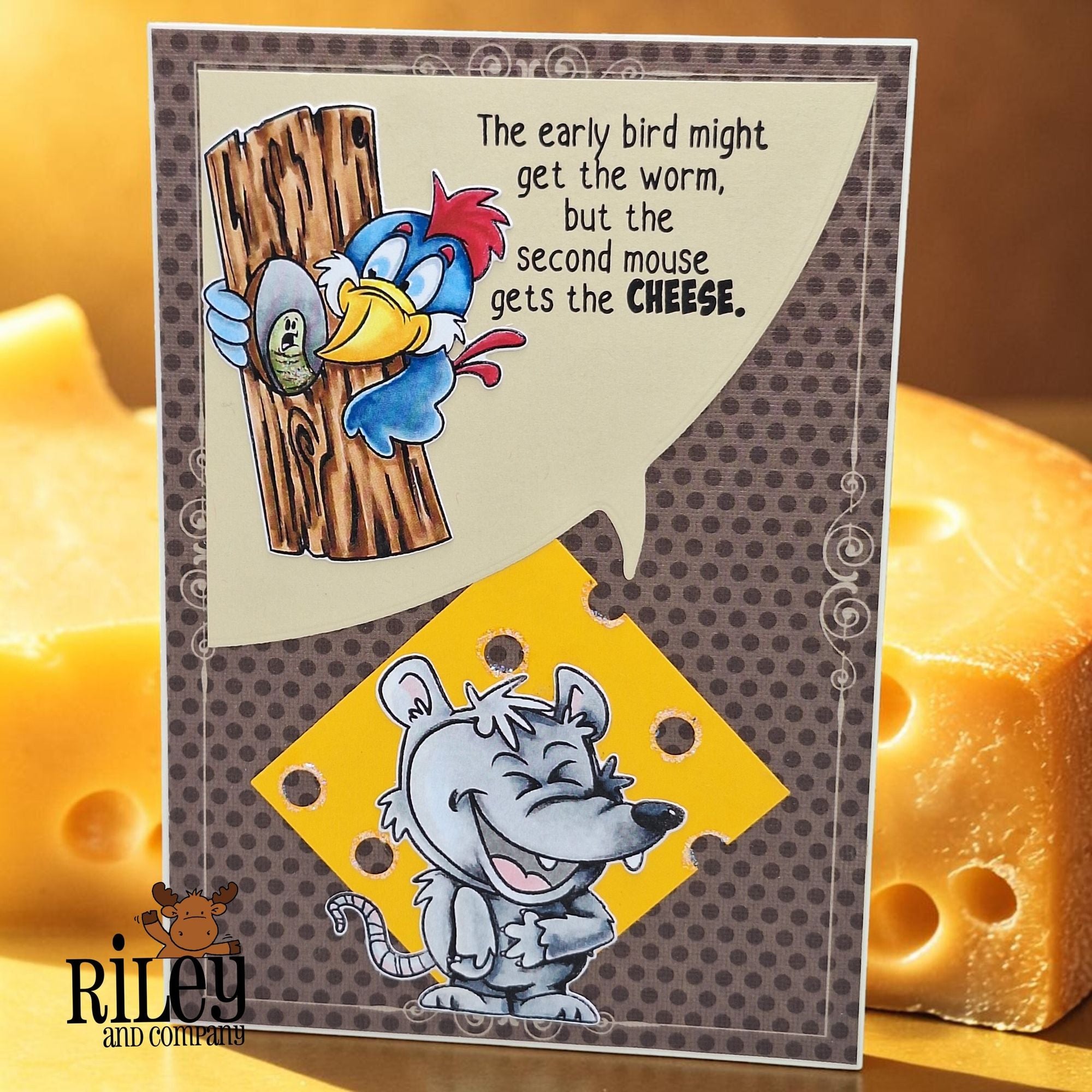 Riley and Company Funny Bones The Second Mouse Clear Stamp rwd-1470 polkadot background