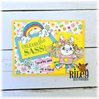 Riley and Company Funny Bones Unleash The Sass! Clear Stamp rwd-1453 bunny holding cupcake