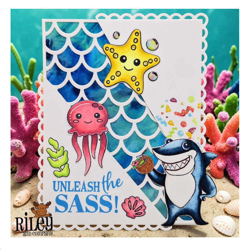 Riley and Company Funny Bones Unleash The Sass! Clear Stamp rwd-1453 smiling shark