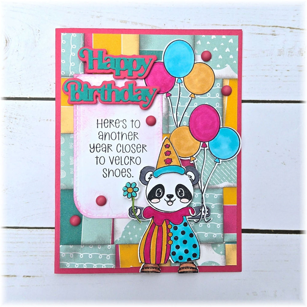 Riley and Company Funny Bones Velcro Shoes Clear Stamp rwd-1458 balloons