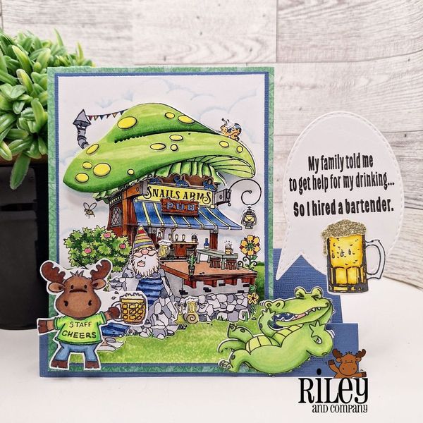 Riley and Company Giggling Crocodile Clear Stamp rly336 drinks