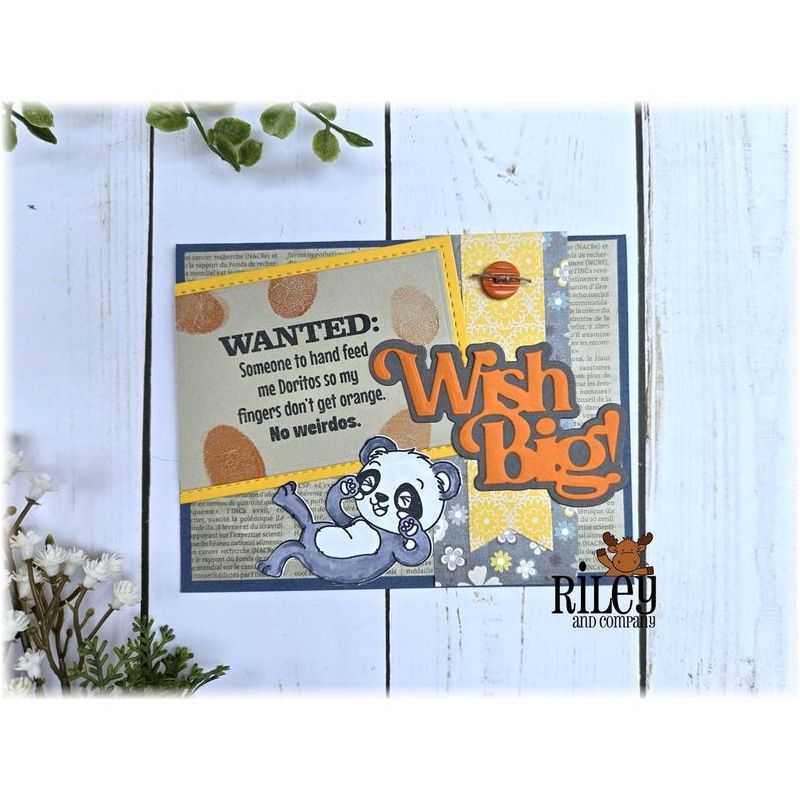 Riley and Company Giggling Panda Clear Stamp rly337 wish big