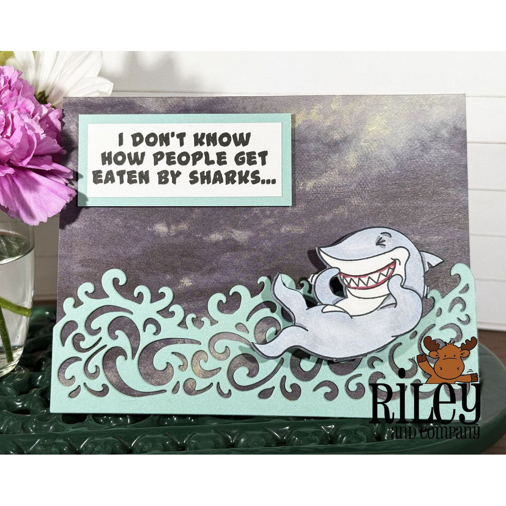 Riley and Company Giggling Shark Clear Stamp rly339 waves