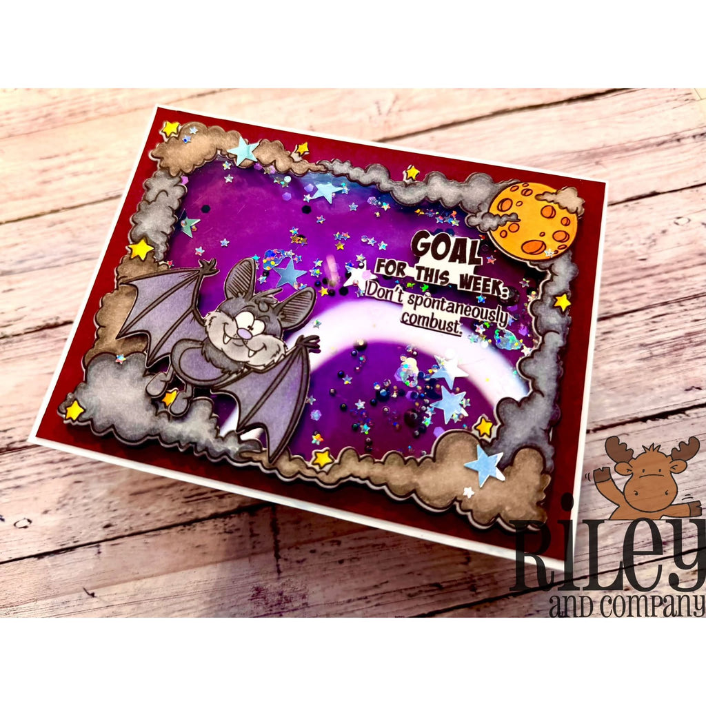 Riley and Company Go Batty! Clear Stamp and Die Set shaker card