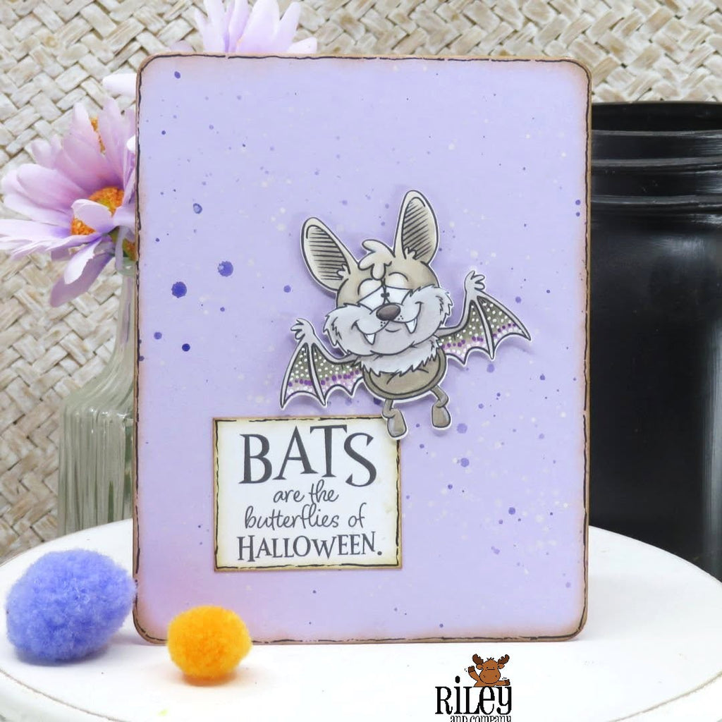 Riley and Company Go Batty! Clear Stamps rclr2034 purple background card