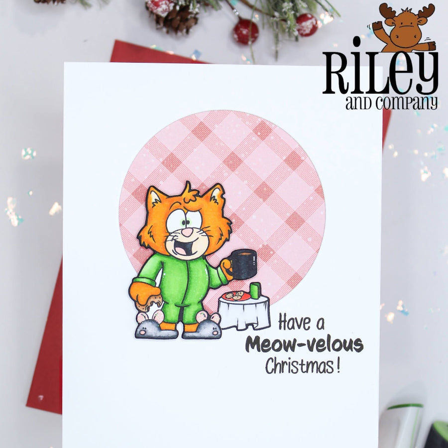 Riley and Company Hank Does Christmas Clear Stamp and Die Set merry christmas card