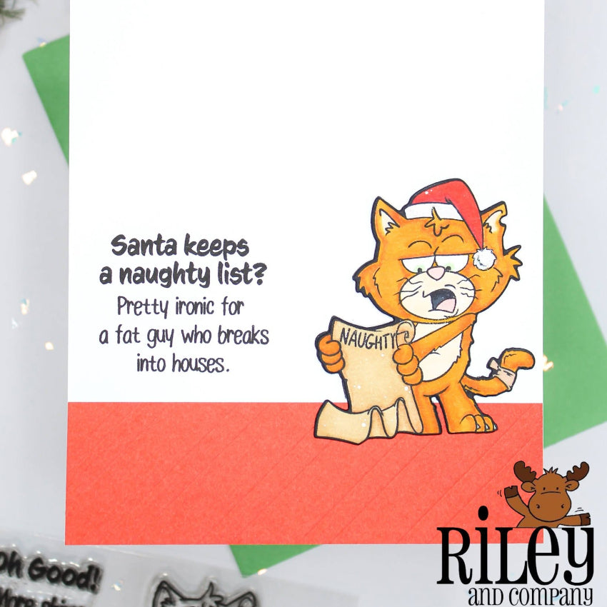 Riley and Company Hank Does Christmas Clear Stamp and Die Set naughty list card
