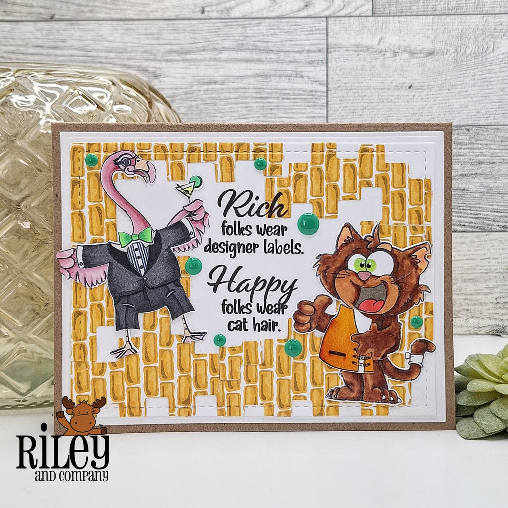 Riley and Company Hank the Alley Cat Clear Stamps rclr2009 brick wall