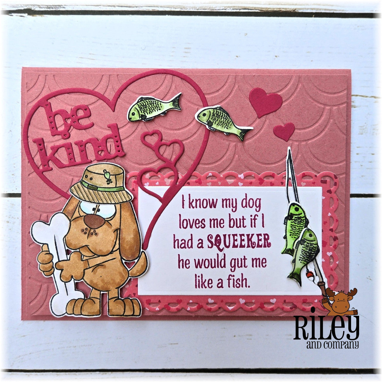 Riley and Company Hank the Ally Cat Clear Stamp and Die Set be kind heart