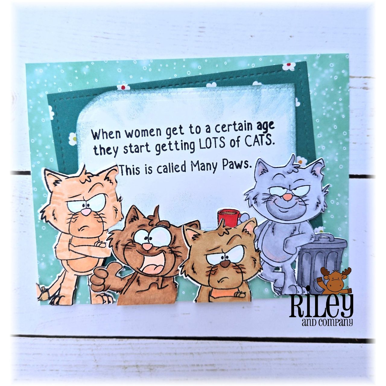 Riley and Company Hank the Ally Cat Clear Stamp and Die Set four cats