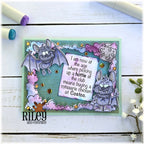 Riley and Company Moon and Stars Frame Clear Stamps rclr2039 full moon bats card