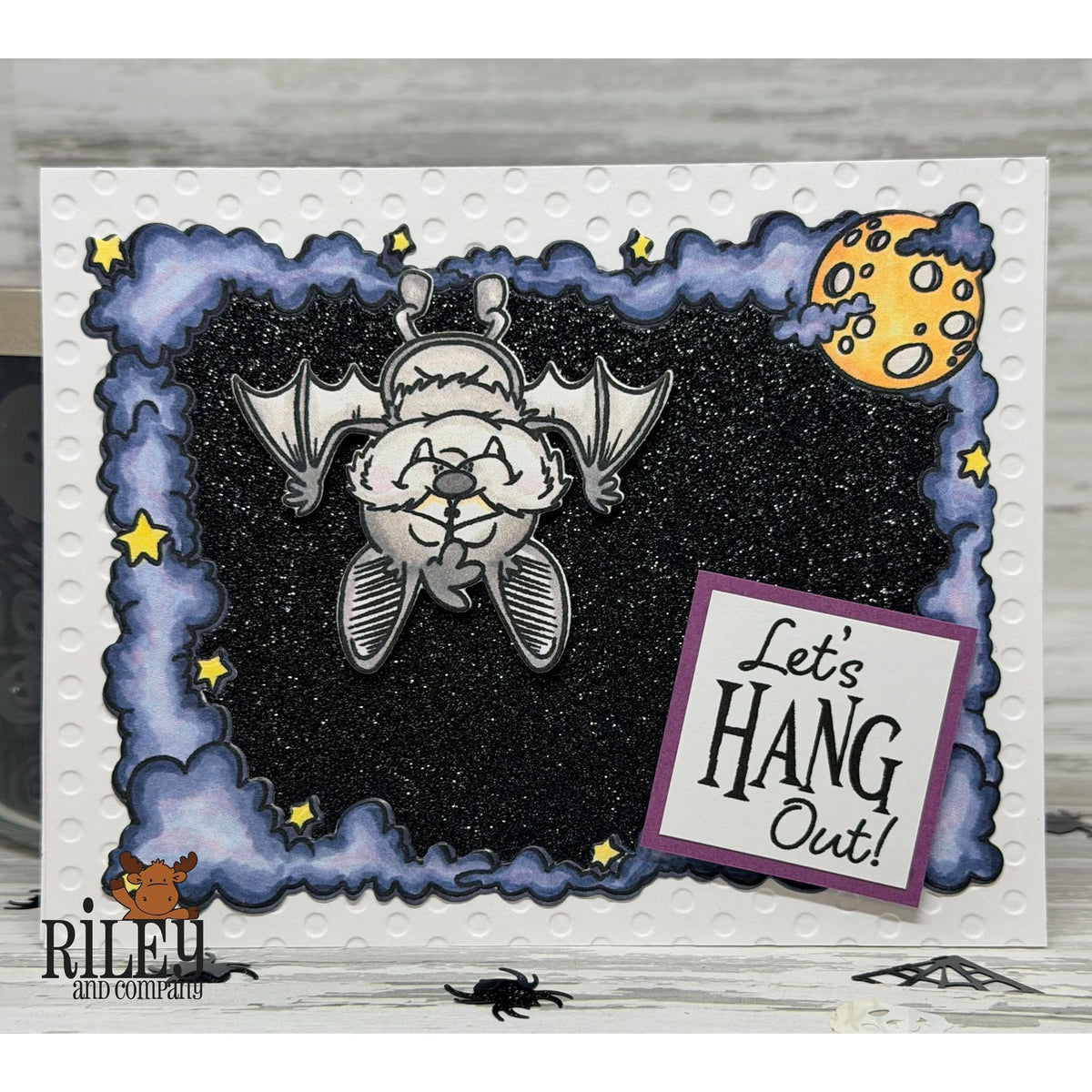 Riley and Company Moon and Stars Frame Clear Stamps rclr2039 let's hang out card