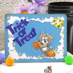 Riley and Company Moon and Stars Frame Clear Stamps rclr2039 trick or treat card