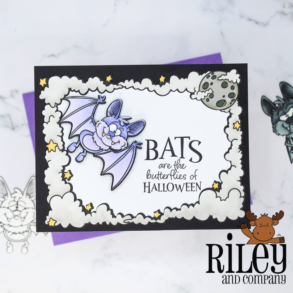 Riley and Company Moon and Stars Frame Dies rd2039 bats are the butterflies of halloween card