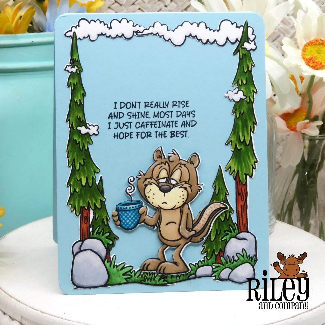 Riley and Company Outdoor Frame Clear Stamp and Die Set tired animal