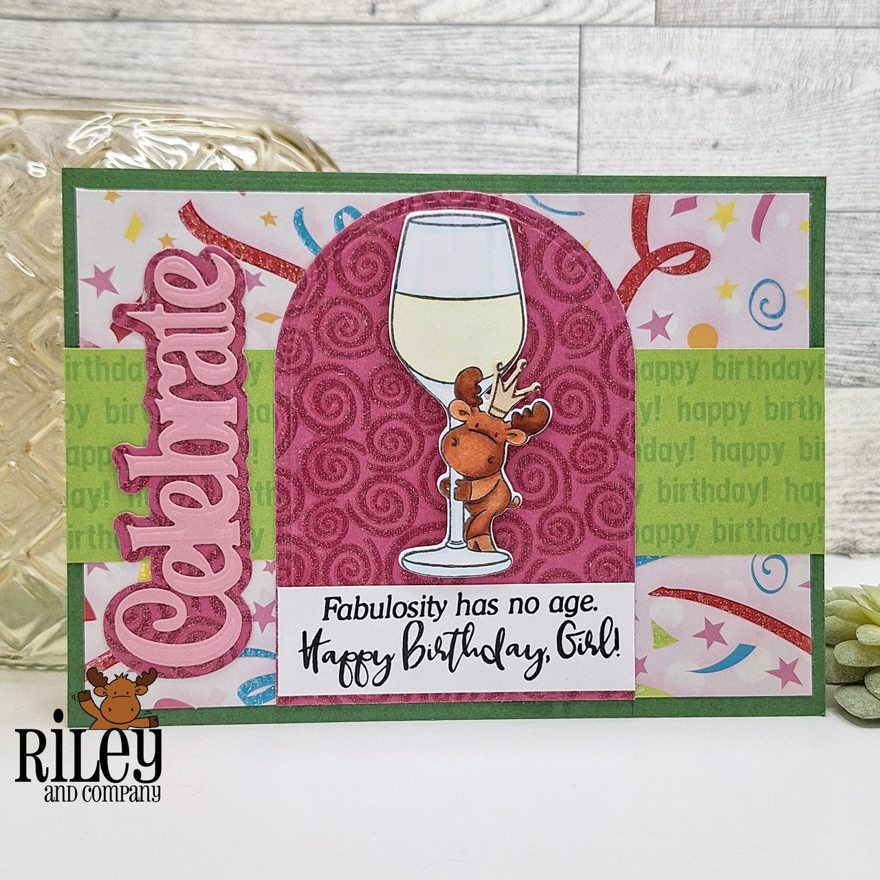 Riley and Company Riley Cool Cocktails Clear Stamp and Die Set happy birthday
