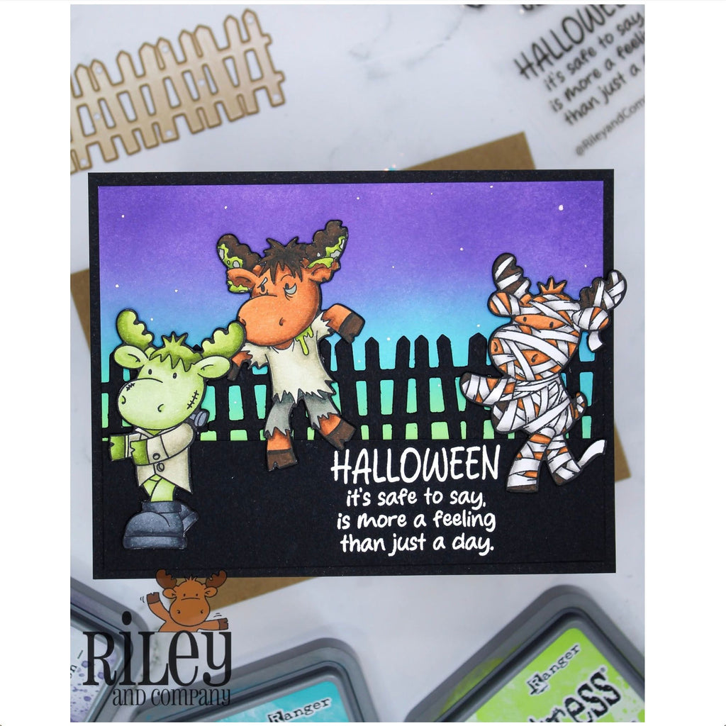 Riley and Company Riley Halloween 2 Clear Stamp and Die Set halloween monster card