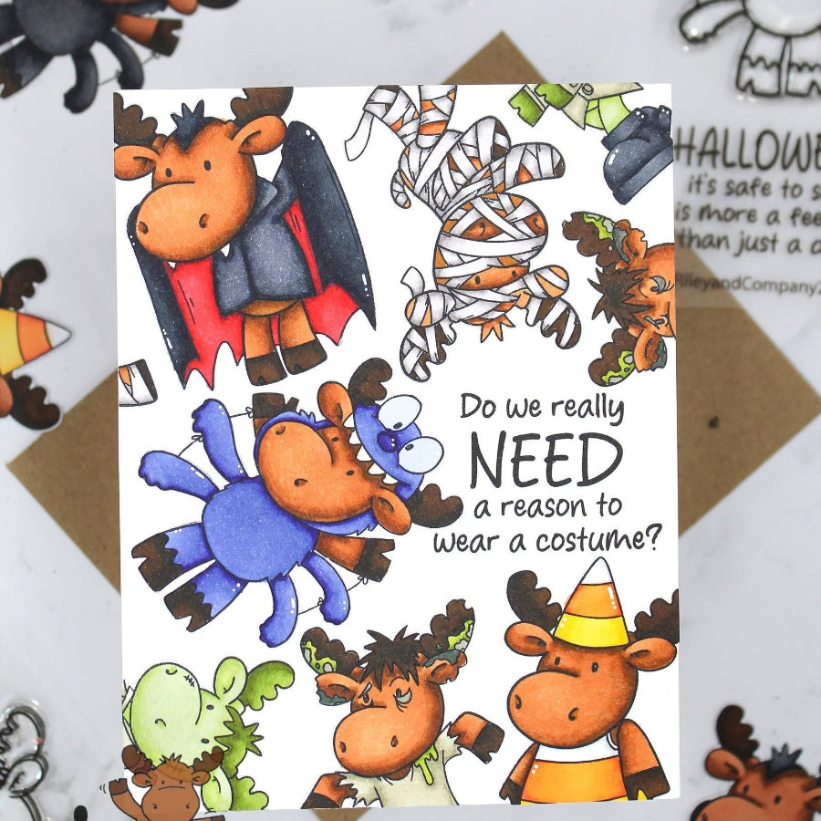 Riley and Company Riley Halloween 2 Clear Stamps rclr2030 mummy spider halloween card