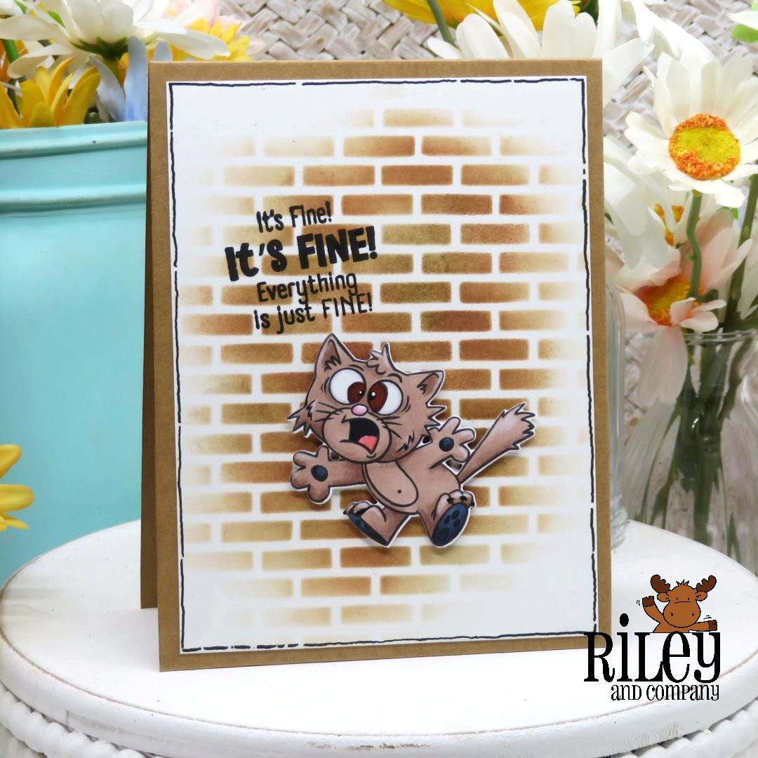 Riley and Company Stressed Out Hank Clear Stamp and Die Set brick wall