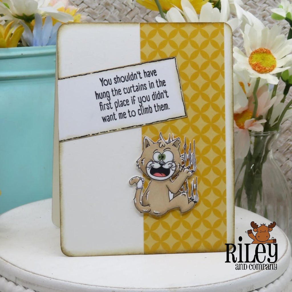 Riley and Company Stressed Out Hank Clear Stamp and Die Set cat scratches
