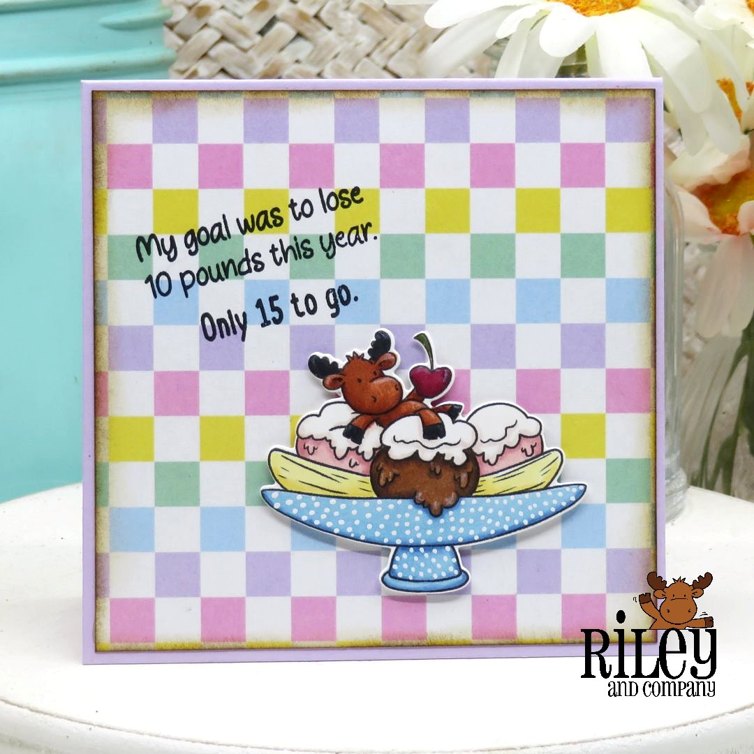 Riley and Company Sweet Treats Riley Clear Stamp and Die Set checkered background
