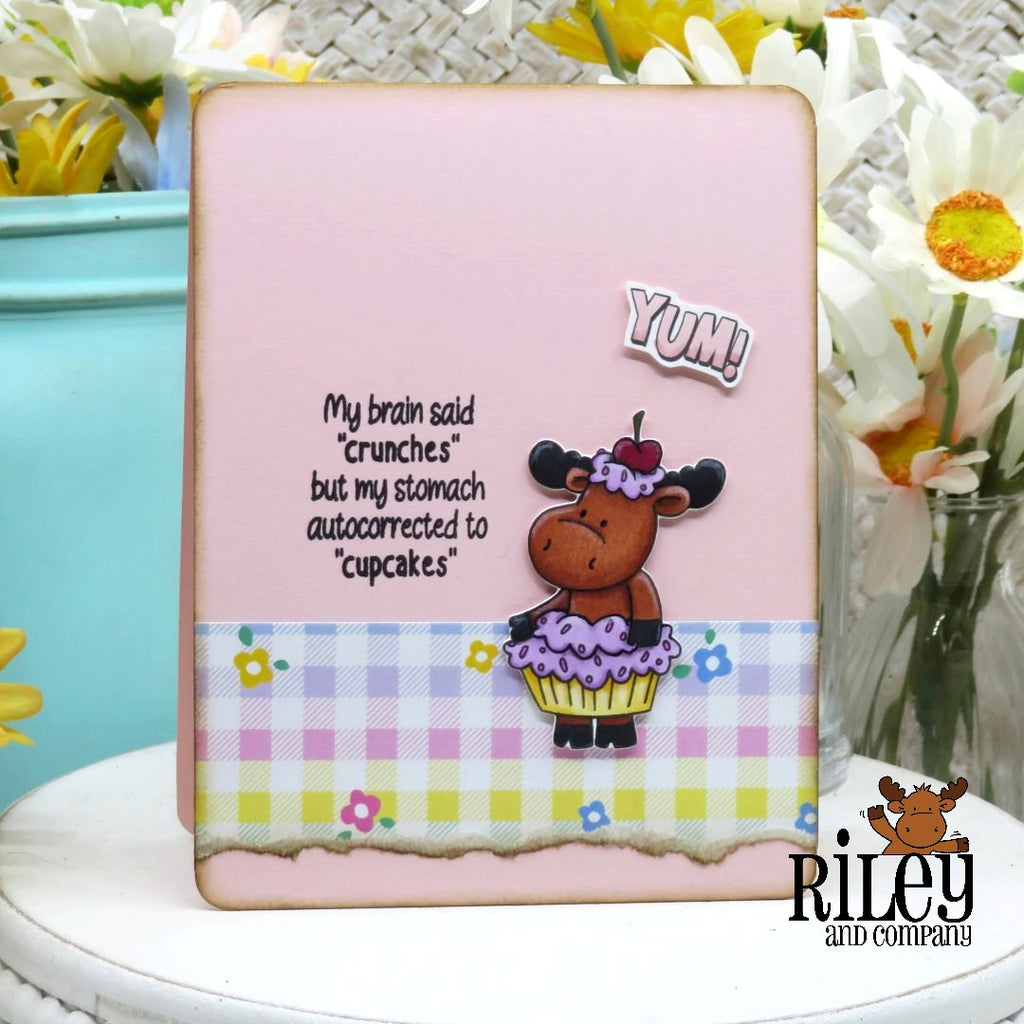 Riley and Company Sweet Treats Riley Clear Stamp and Die Set purple iced cupcake
