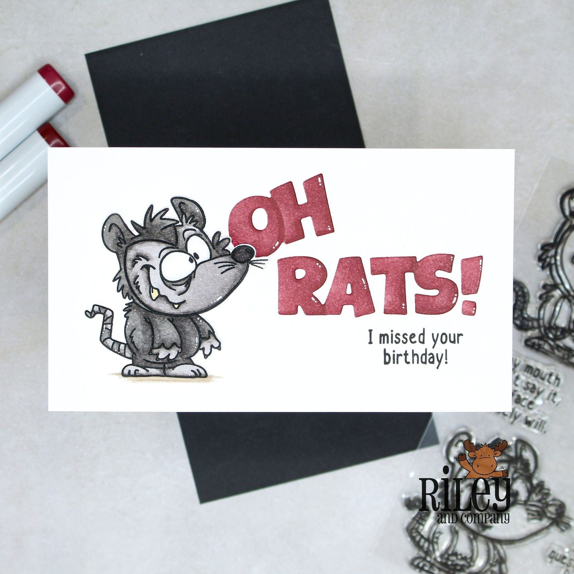 Riley and Company The Rat Pack Clear Stamp and Die Set belated birthday