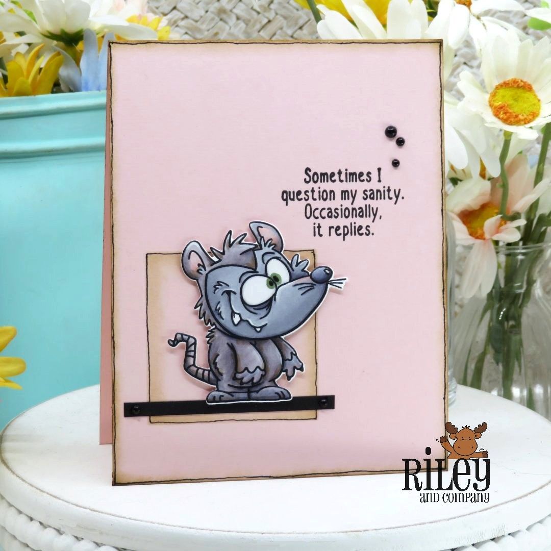 Riley and Company The Rat Pack Clear Stamp and Die Set pink background