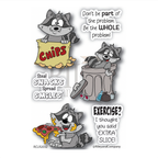 Riley and Company Trash Can Pandas Clear Stamp and Die Set bag of chips image 1