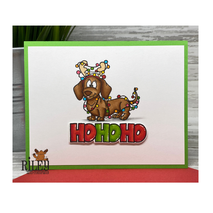 Riley and Company Woody and Hazel Jean Ho Ho Ho Clear Stamp and Die Set lights
