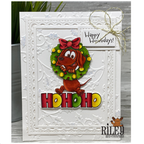 Riley and Company Woody and Hazel Jean Ho Ho Ho Clear Stamp and Die Set red bow