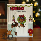 Riley and Company Woody and Hazel Jean Ho Ho Ho Clear Stamp and Die Set wreath