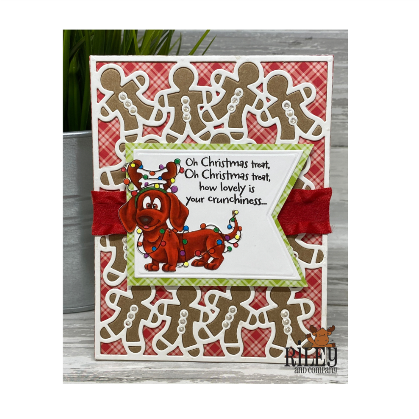 Riley and Company Woody and Hazel Jean Ho Ho Ho Clear Stamps rlcr2001 gingerbread