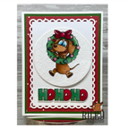 Riley and Company Woody and Hazel Jean Ho Ho Ho Clear Stamps rlcr2001 red bow