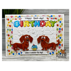 Riley and Company Woody and Hazel Jean Puppy Power Clear Stamp and Die Set balloons