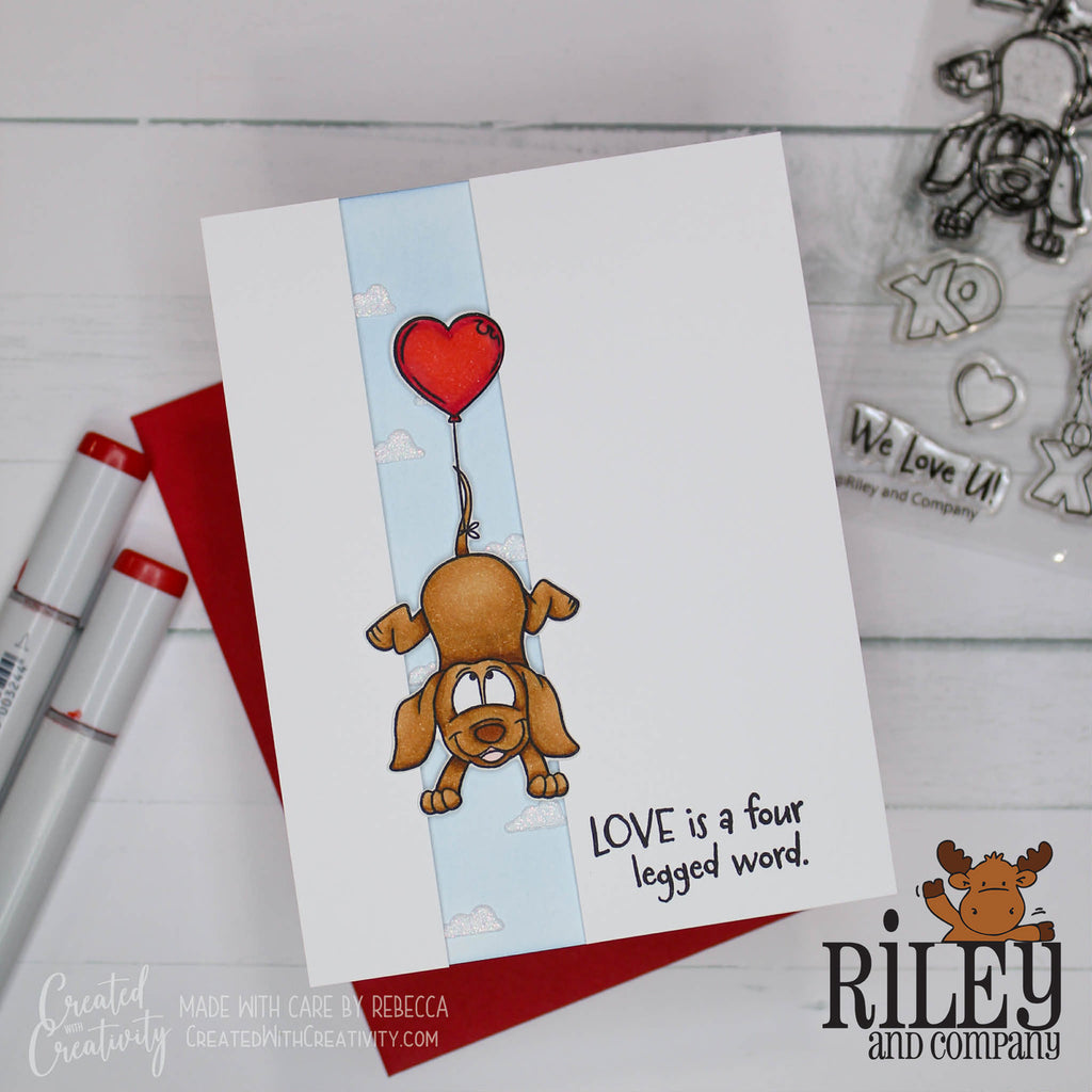 Riley and Company Woody and Hazel Jean XO Clear Stamp and Die Set heart balloon