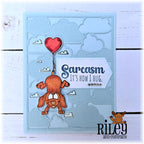 Riley and Company Woody and Hazel Jean XO Clear Stamps rclr2006 cloud background